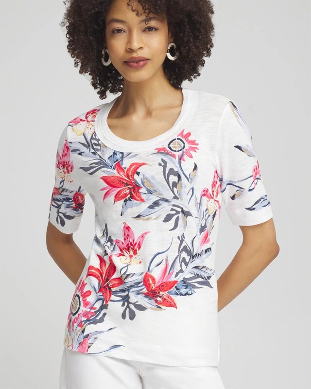 Floral Scoop Neck Tee - image 1